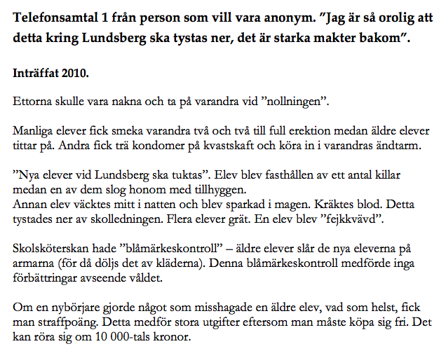 Internat, Mobbning, Lundsberg